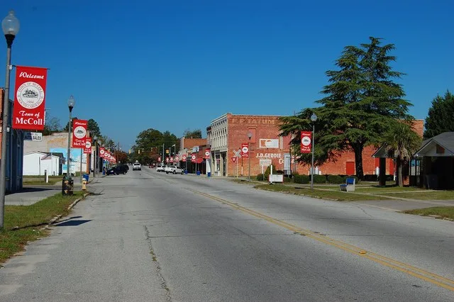View of downtown McColl, South Carolina