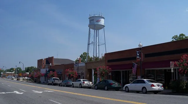 Street in downtown Pageland, South Carolina, USA