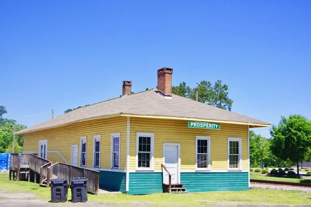 Former train station in Prosperity, South Carolina, United States.