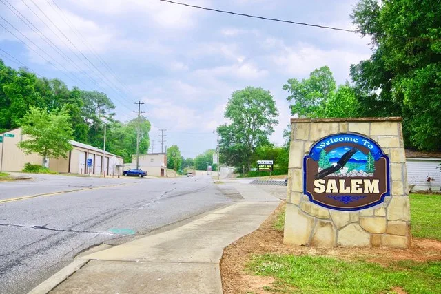 Welcome sign along SC 130 in Salem, South Carolina, United States.