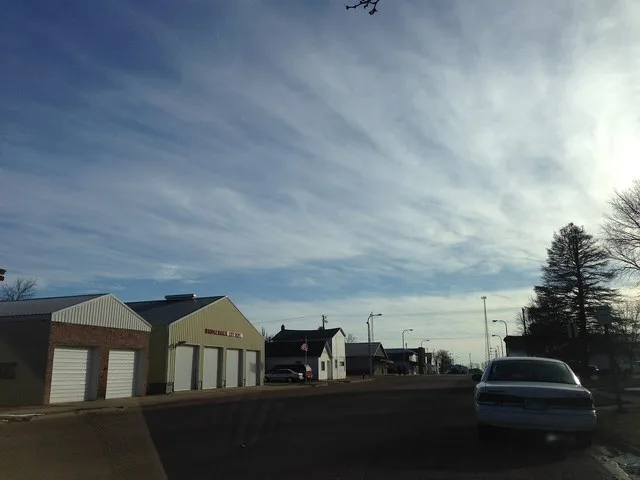 Sky above Main Street in Bridgewater, SD