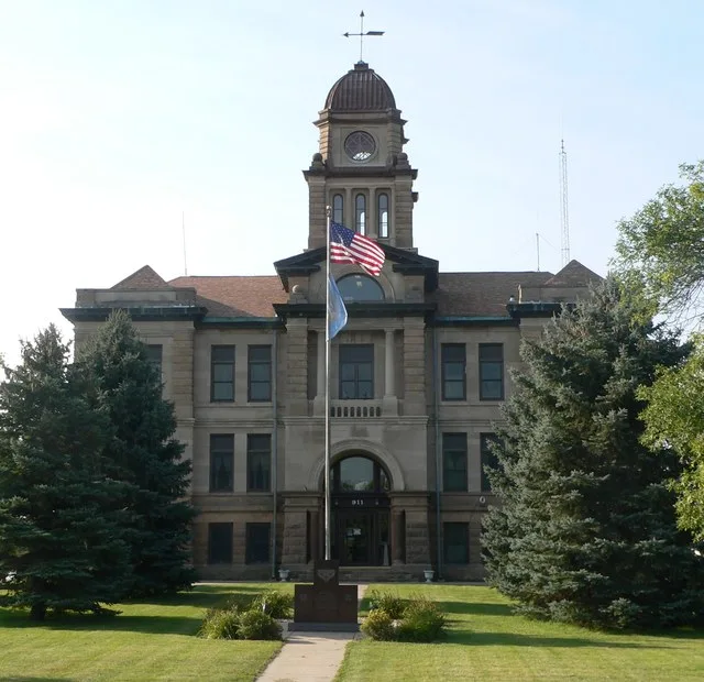 Marshall County, South Dakota, courthouse in Britton, South Dakota; seen from the north.