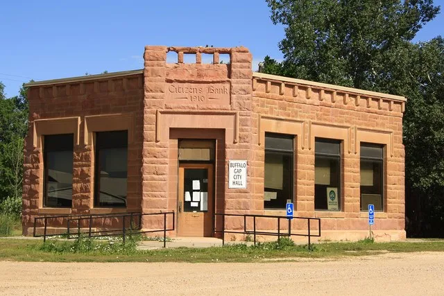 Buffalo Gap Town Hall, originally built as Citizens Bank in 1910. Corner of 2nd & Main
