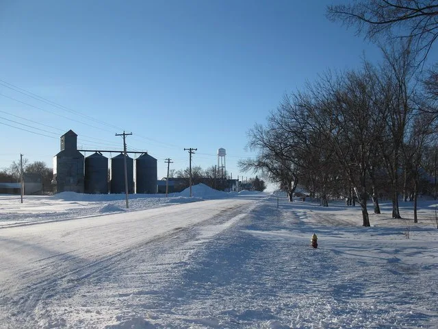 Hosmer, South Dakota main street in the winter. January 1, 2011