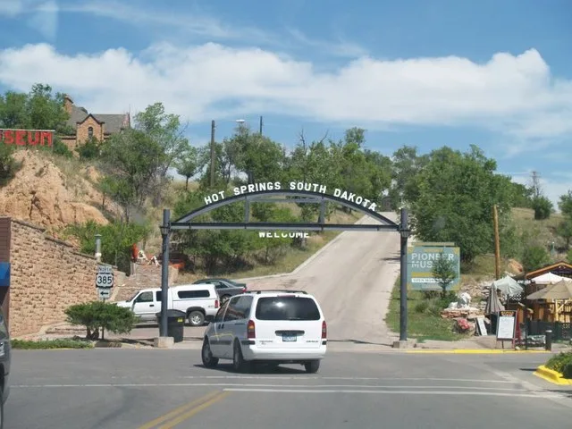 Welcome Sign in Hot Springs, South Dakota, USA