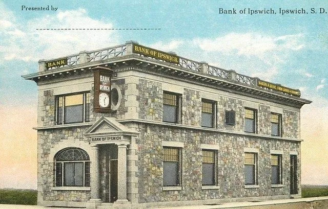 1910 postcard of Ipswich State Bank, South Dakota, United States