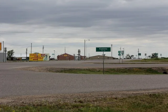 the sign for Kodoka, South Dakota on South Dakota Highway 73