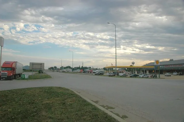 Overview of Murdo, South Dakota. Looking north from the U.S. 83 / I-90 junction in Murdo.