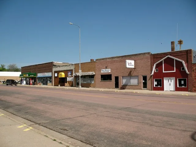 Main Street of Springfield, South Dakota, U.S.A.