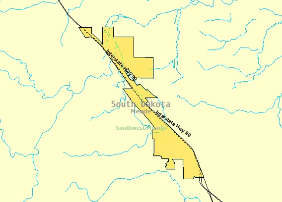 U.S. Census boundary map of Summerset, South Dakota via American Factfinder.