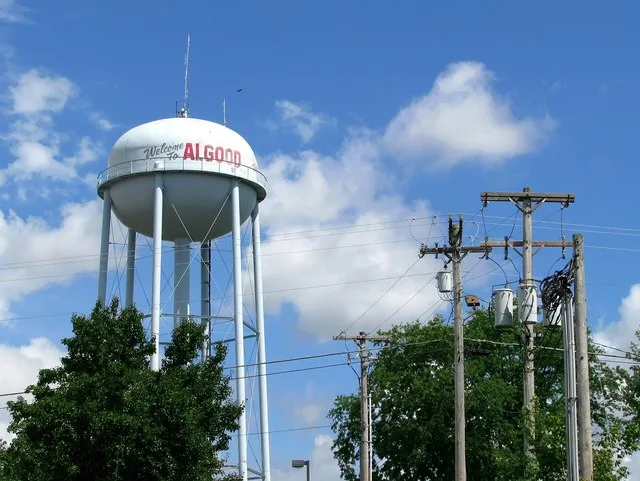 Water tower in Algood, Tennessee, United States.