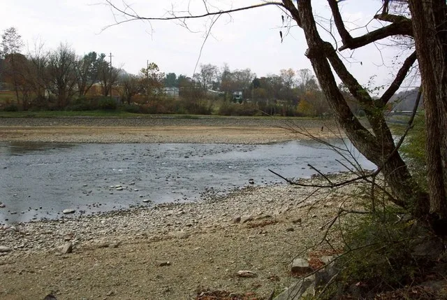 A shallow point in a river. Bluff City, TN with Choates Ford. The historic crossing point for the Holston River, used by Native Americans, early settlers, and overmountain patriot...