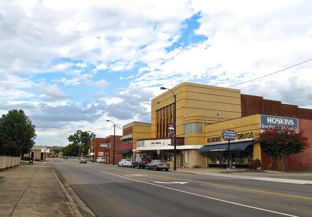 The Ritz Theater and other buildings along Main Street in Clinton, Tennessee, United States.