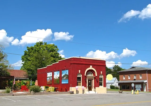 The old Meigs County Bank building in Decatur, Tennessee, United States.