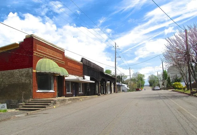 Buildings along Main Street in Ducktown, Tennessee, United States.