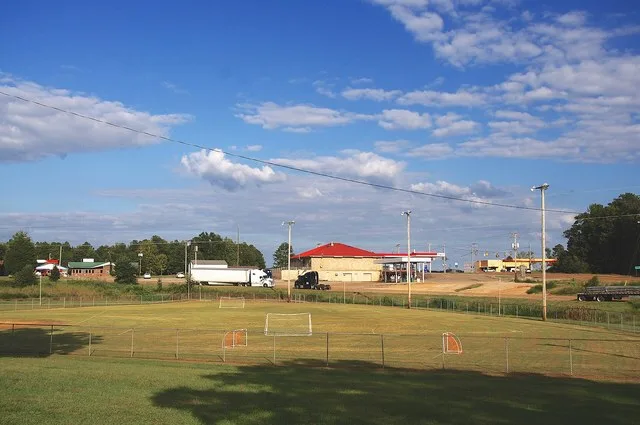 Businesses in Eastview, Tennessee, United States, viewed from the Eastview Civic Center.