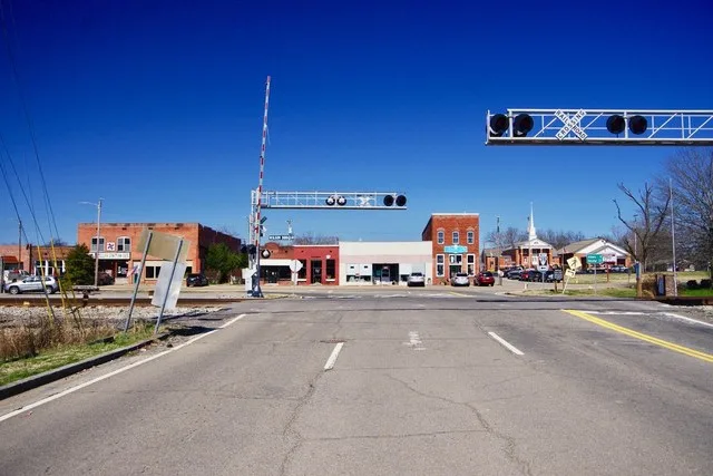 Businesses along Main Street (State Route 39) in Englewood, Tennessee, United States.