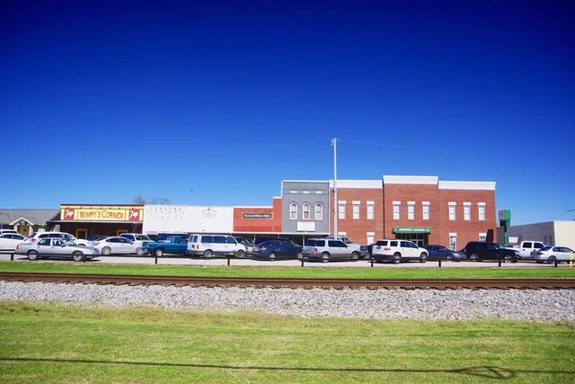 Businesses along Front Street in Greenfield, Tennessee, United States.