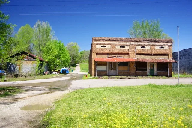 View along Spring Street in Hollow Rock, Tennessee, United States.