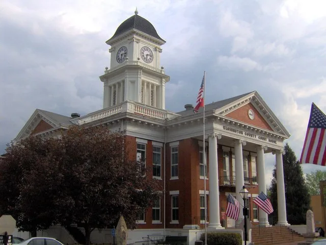 Washington County Courthouse in Jonesborough, Tennessee, in the southeastern United States.