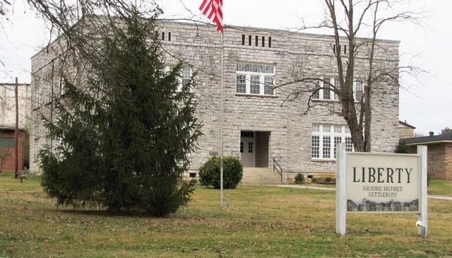 Liberty Town Hall, part of the Liberty Historic District, in Liberty, Tennessee, USA.