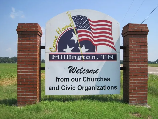 Millington, Tennessee. Welcome sign at Singleton Parkway