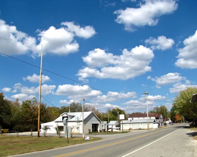 State Route 11 passing through Minor Hill, Tennessee, United States.