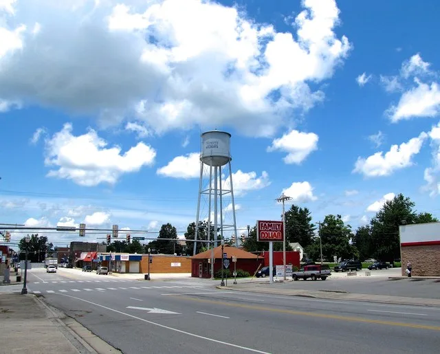 View along Commercial Avenue (State Route 62) in Monterey, Tennessee, United States.