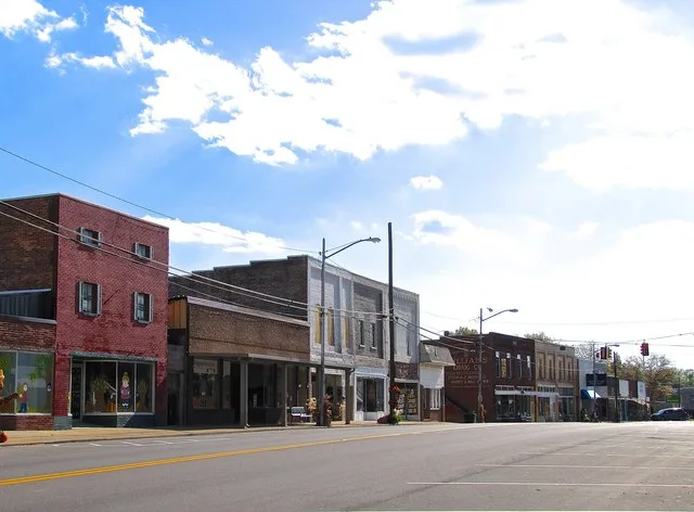 Buildings along Main Street in Mount Pleasant, Tennessee, United States.