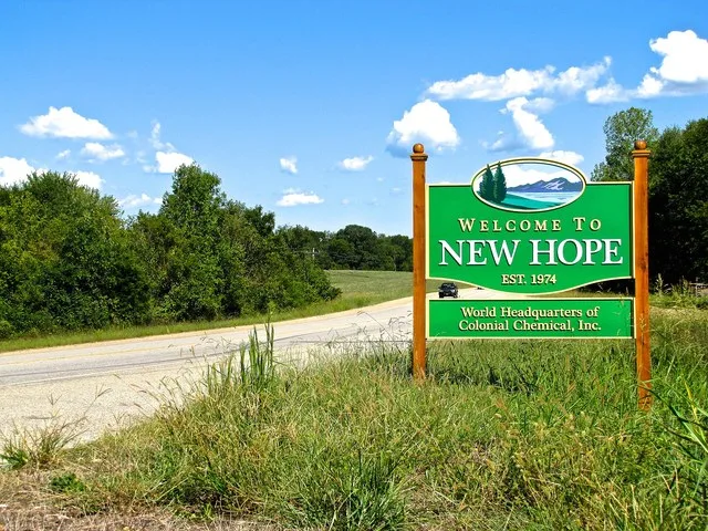 Welcome sign along State Route 156 in New Hope, Tennessee, United States.