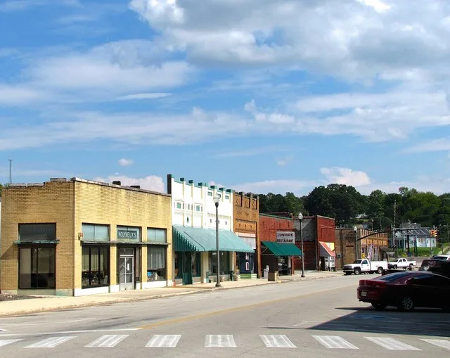 Buildings along Rockwood Street in Rockwood, Tennessee, United States.