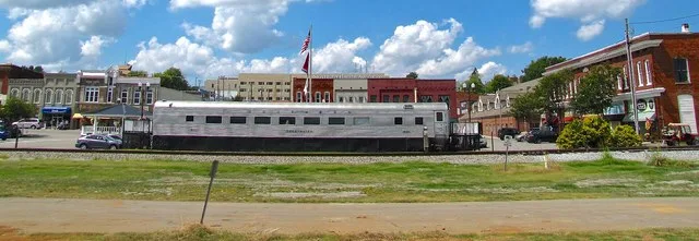The downtown area of Sweetwater, Tennessee, United States.
