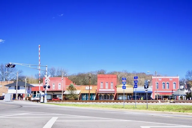 Businesses in downtown Wartrace, Tennessee, United States.