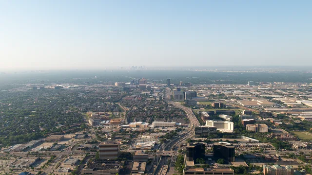 Aerial view of Addison, TX, looking south towards downtown Dallas, taken on the morning of April 23rd, 2014 shortly after taking off from Addison Airport.
