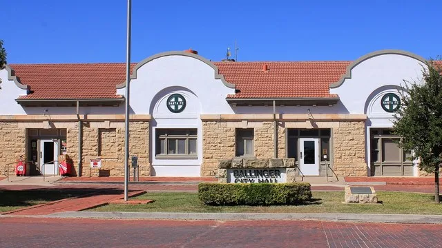 The City Hall of Ballinger, Texas, United States is housed inside the city's former train station.