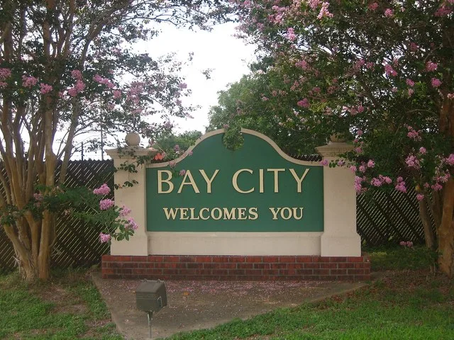 Welcome sign of Bay City, Texas , USA