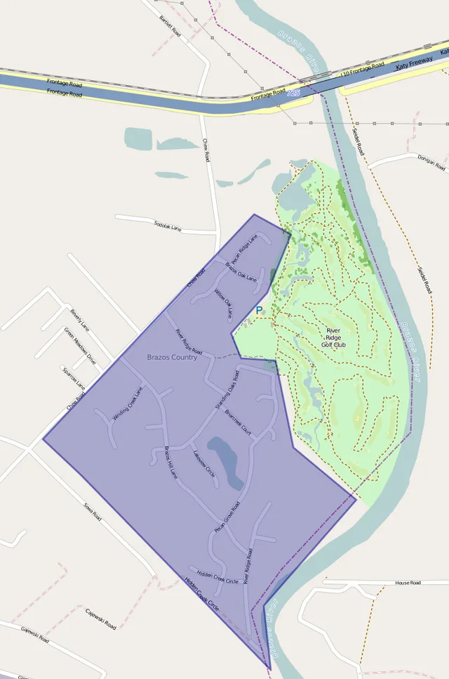 Map Of City of Brazos Country, Austin County, Texas