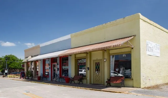 Old buildings in historic downtown Cedar Hill, Texas