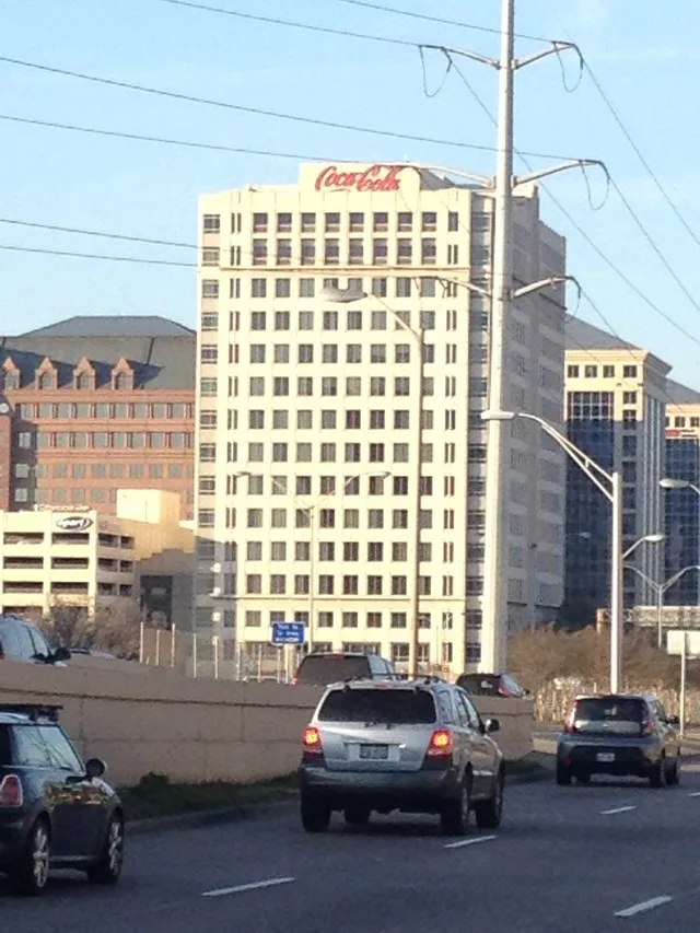 Coca Cola Enterprises Bottling building in Farmers Branch, Texas at Dallas North Tollway across from Galleria Dallas Mall.