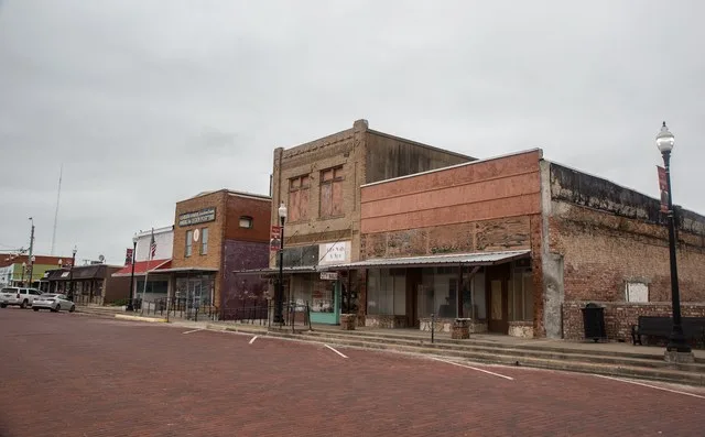 Old buildings in downtown Groesbeck, Texas.
