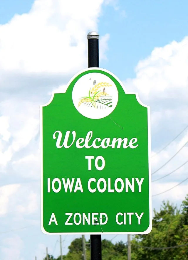 Iowa Colony, Texas Iowa Colony Entrance Sign off Hwy 6