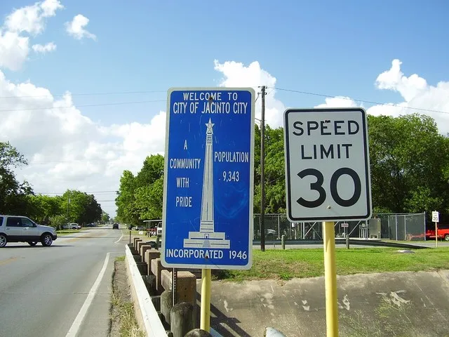 Jacinto City Welcome sign