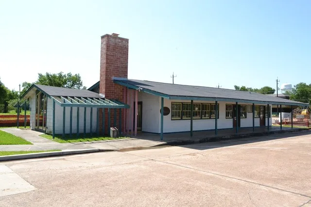 Alden B. Dow Office and Lake Jackson City Hall in Lake Jackson, Texas. Listed on the National Register of Historic Places.