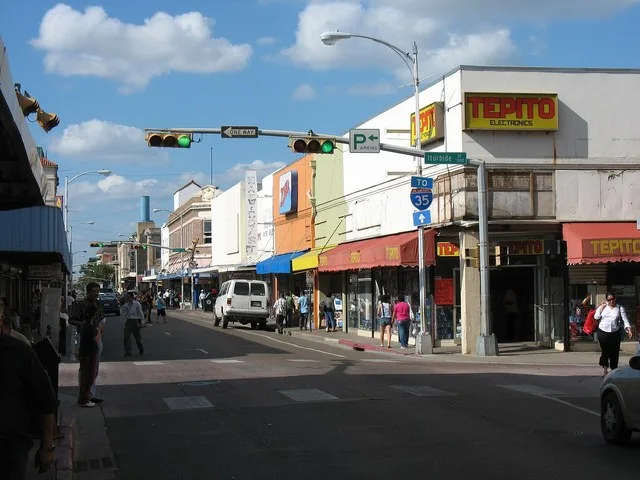 Downtown Laredo at the intersection of Covent and Iturbide Streets.