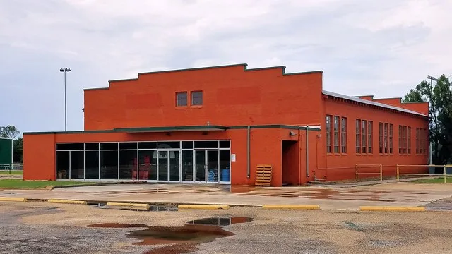 This gymnasium in Little River-Academy, Texas, United States was built in 1934 partially funded by the Public Works Administration .