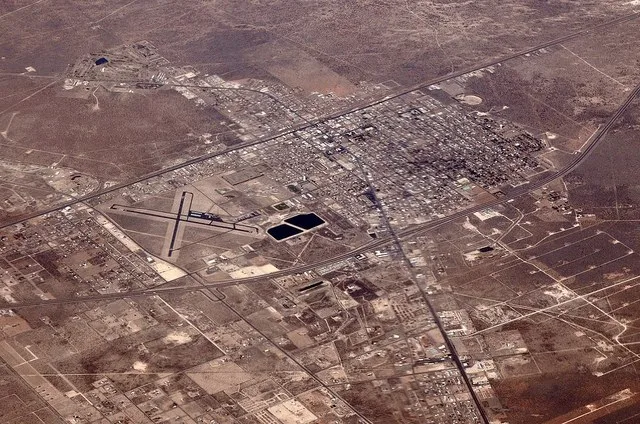 Monahans, Texas from 30000 feet