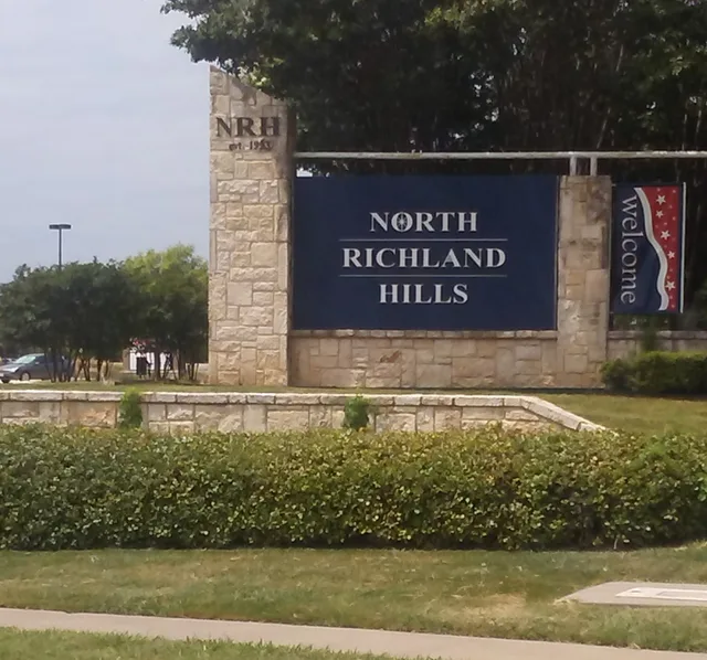 The photo is of a North Richland Hills, TX welcoming sign on Boulevard 26.