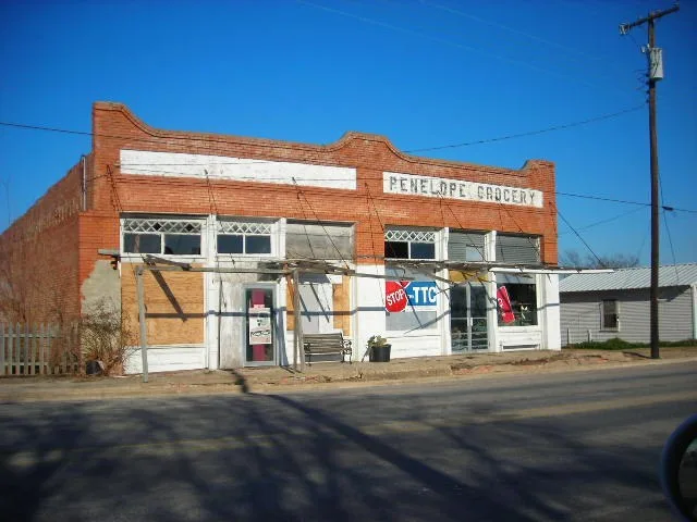A former grocery store in Penelope, Hill County, Texas
