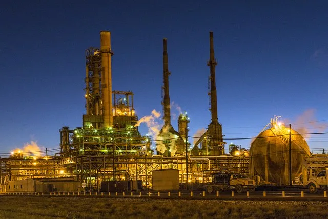 Dusk view of the Valero Energy Corporation's refinery in Port Arthur, Texas. From the Lyda Hill Texas Collection of Photographs in Carol M. Highsmith's America Project, Library of...