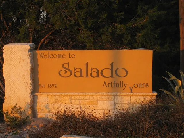 Welcome sign at Salado, TX